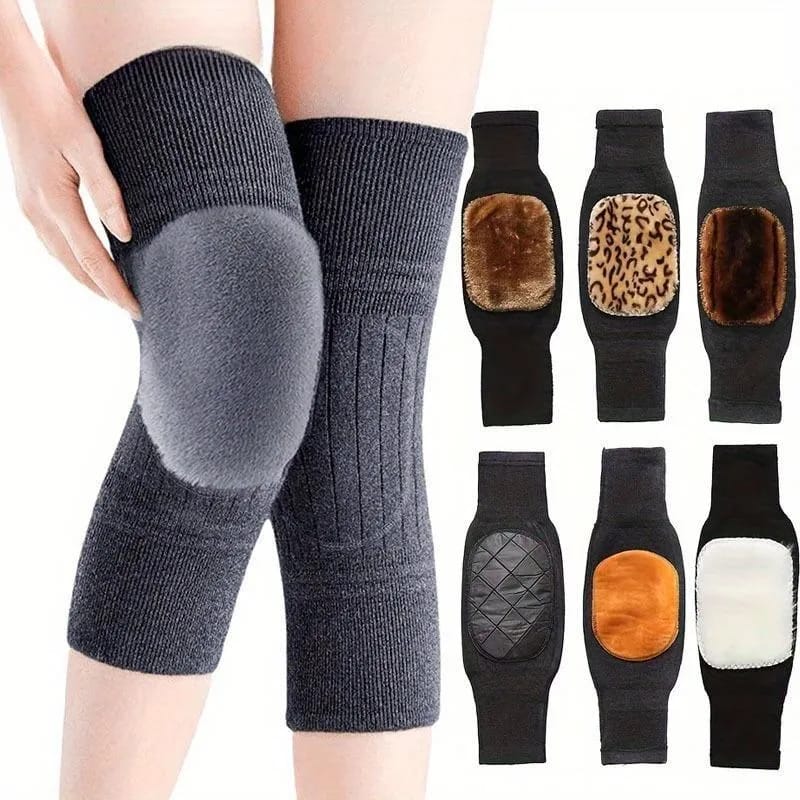 Wool Knee Pads Leg Warmer with Strap Adjustable for Men & Women