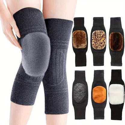 Wool Knee Pads Leg Warmer with Strap Adjustable for Men & Women