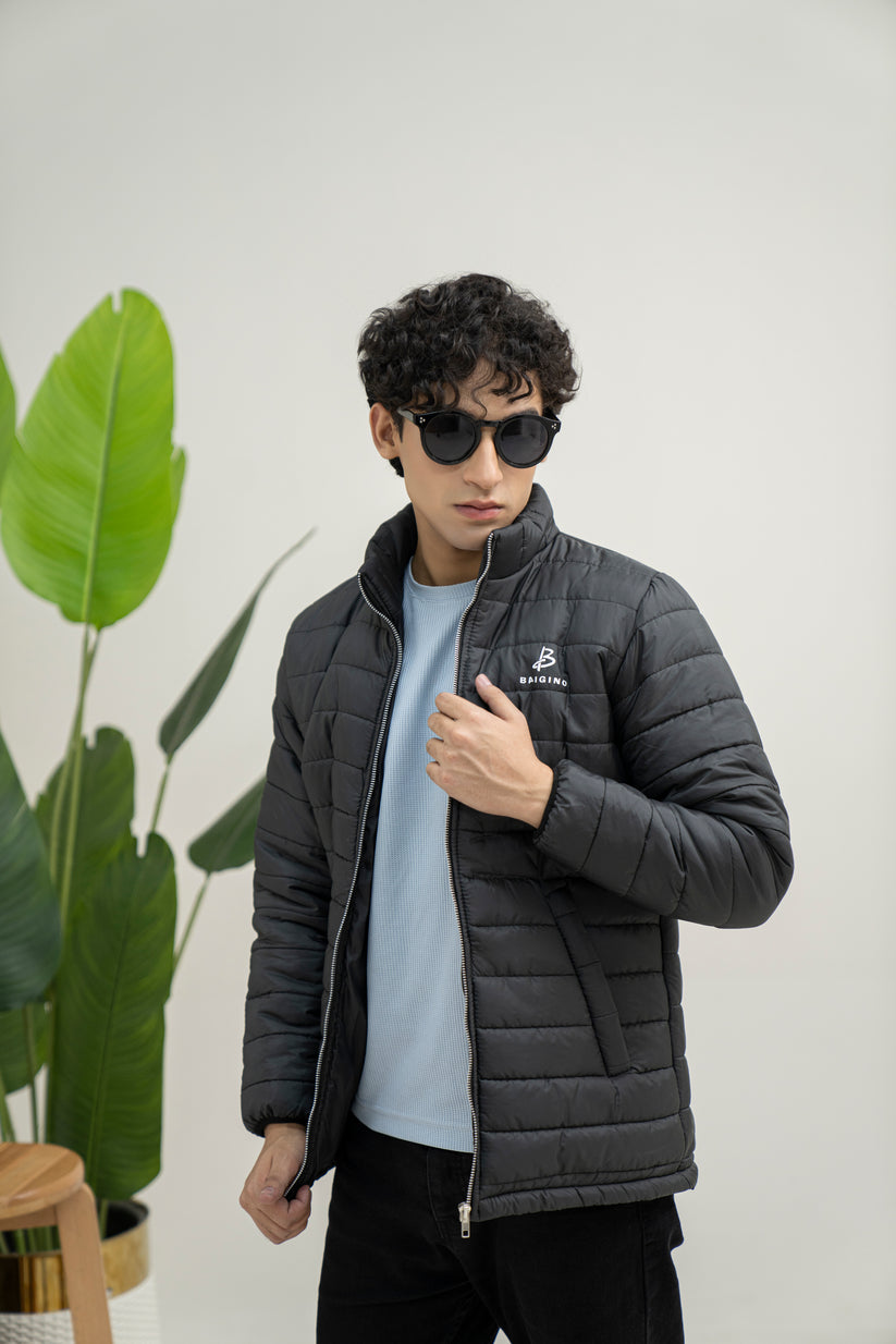 Black Full Sleeves Puffer Jacket